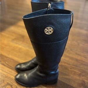 Tory Burch Black Leather Knee-High Boots